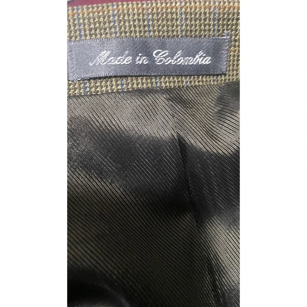 Oscar de la renta  Olive Green Micro Check Windowpane Two‎ Button Blazer.